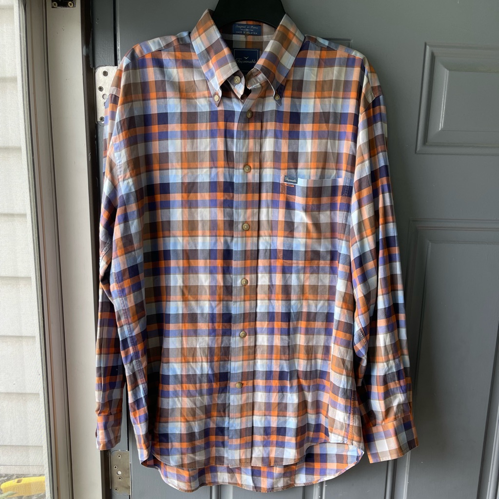 Faconnable Plaid Button Down Shirt Sz M